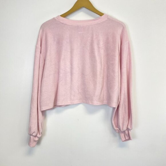 Stoney Clover Lane Pink Terry Cloth Cropped Sweatshirt - Picture 10 of 12